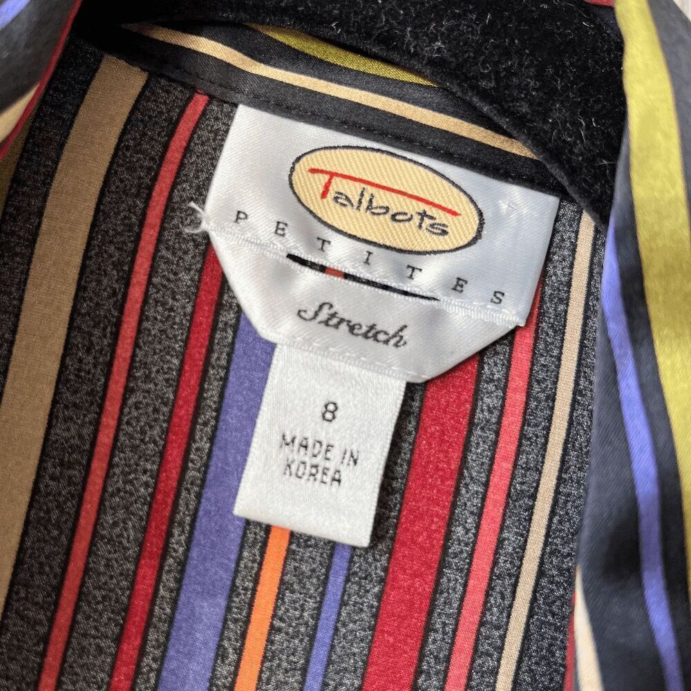 VTG Talbots Silk Stretch Striped 90s Top Shirt - Size 8 Petite - Picture 2 of 8